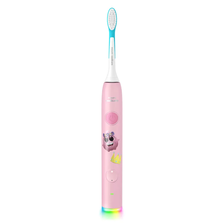 Philips Sonicare For Kids HX6600/41 mit Aufklebern beklebt und leuchtendem Farbring